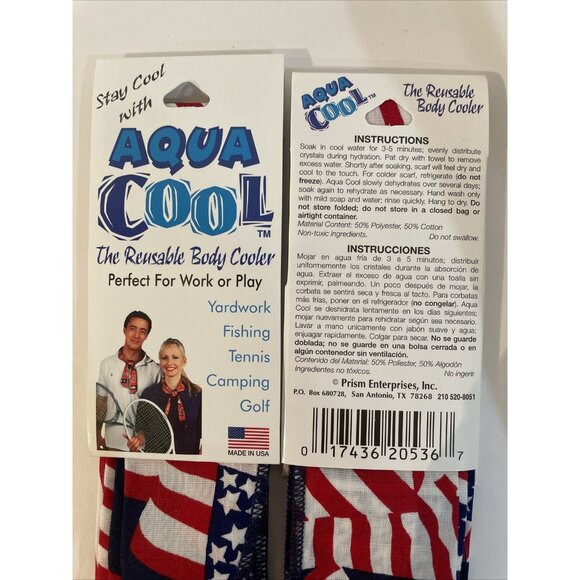 Patriotic Aqua Cool Reusable Neck Body Patriotic Red White Blue Star Bandana Com - Picture 1 of 2